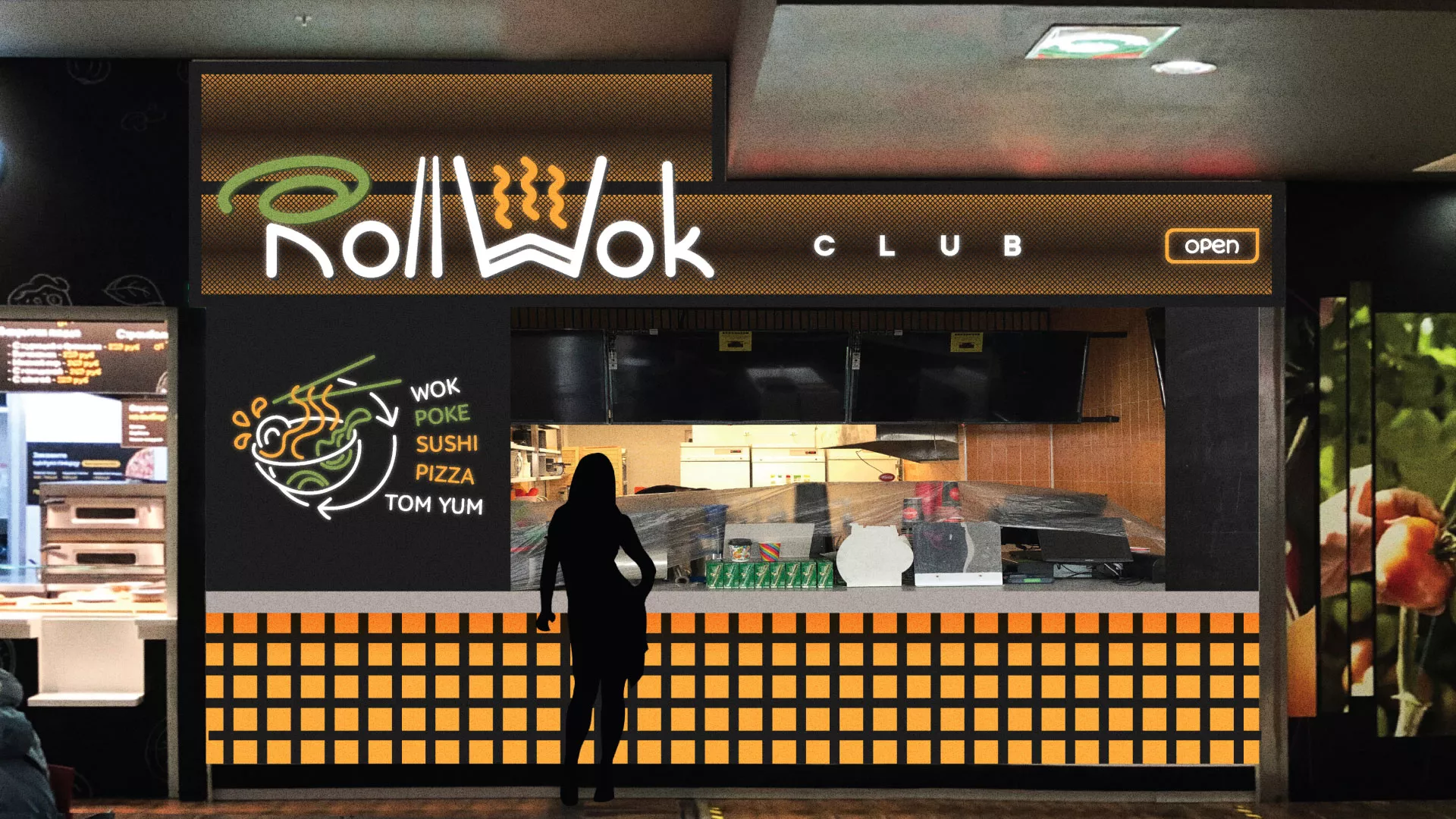 Брендирование торговых точек суши-бара «Roll Wok Club» в Моршанске