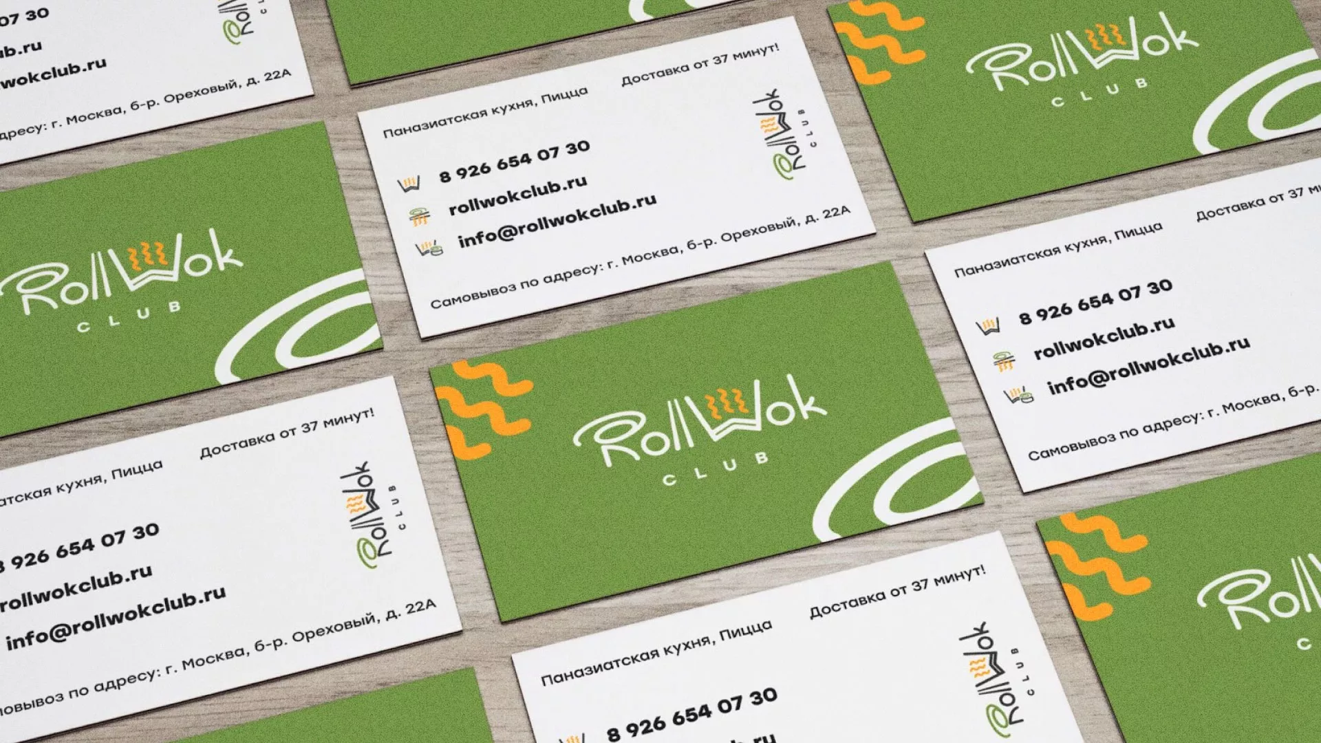 Разработка дизайна визиток суши-бара «Roll Wok Club» в Моршанске